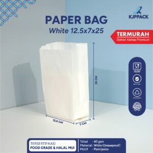 paper bag white 12.5x7x25